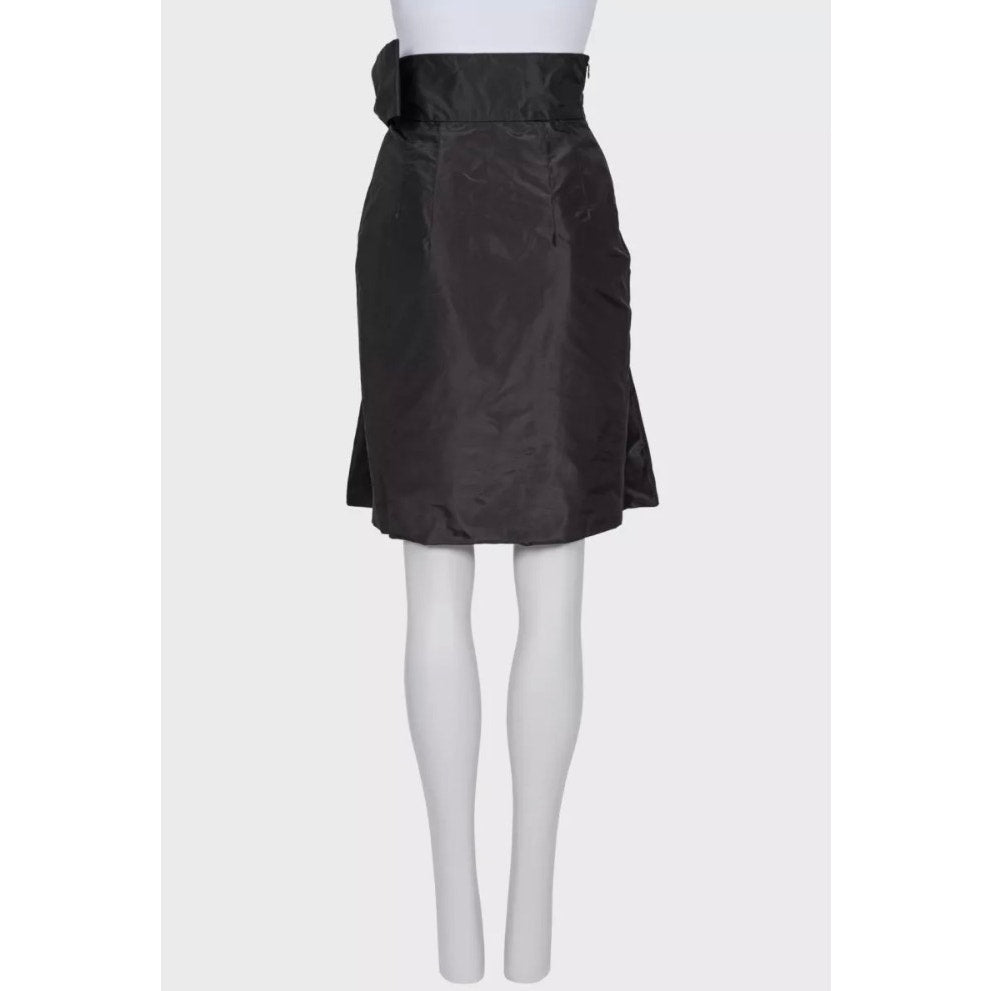 Valentino  Black High-Waist Silk Skirt Bow Detail US6 Pre-owned