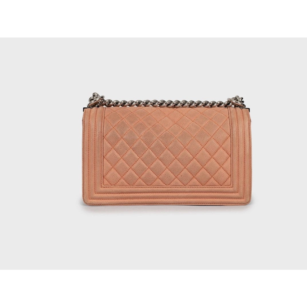 Authentic Chanel Boy Medium Brown Leather Crossbody Bag Pre-owned