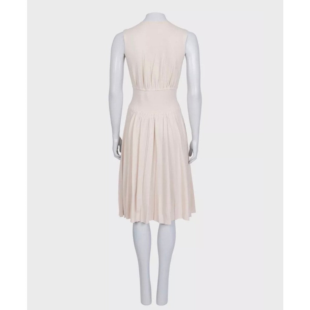 Prada Beige Fitted Wool Sleeveless Dress Size S pre-owned