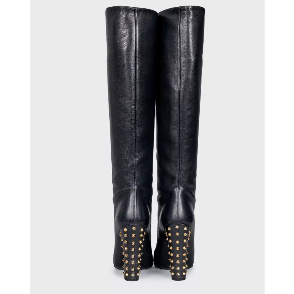 Gucci Studded Leather Block Heel Boots - Size 36.5 Pre-owned
