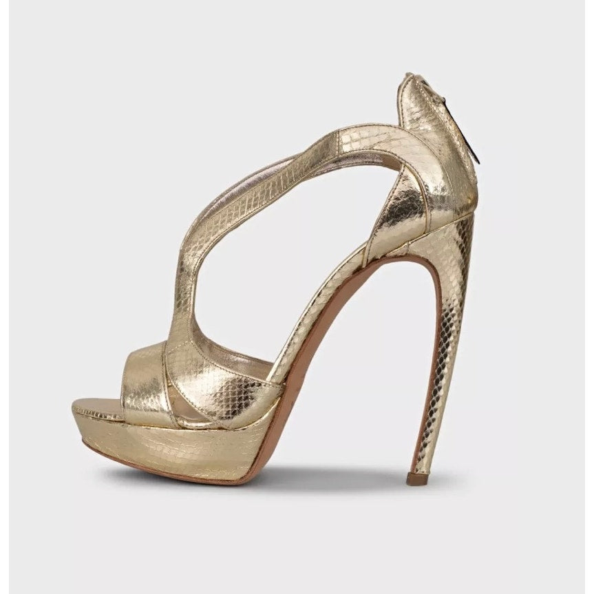 Alexander McQueen Gold Stiletto Sandals Size 38 Pre-owned