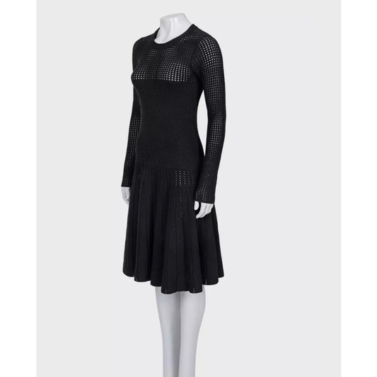 Alaïa Black Fitted Perforated Zipper Dress XS Pre-owned