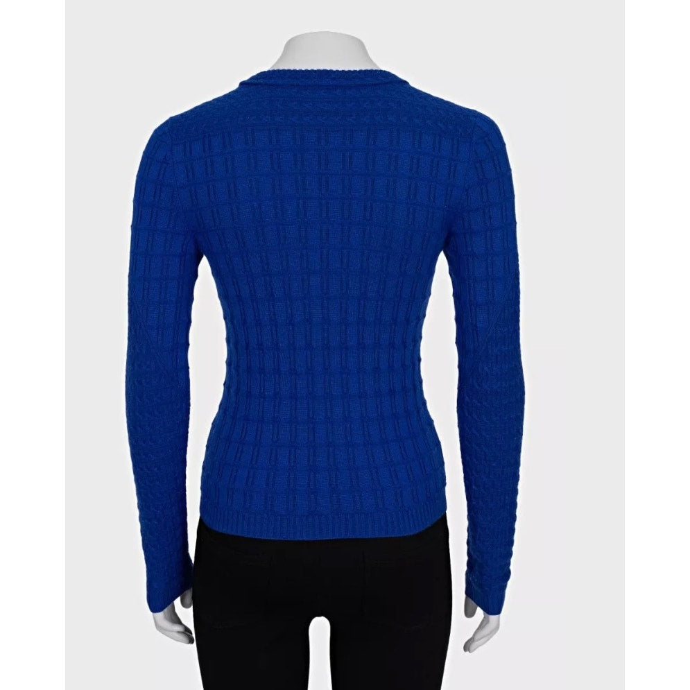 Chanel Blue Cashmere Blend Fitted Sweater Sz.34/XS Pre-owned