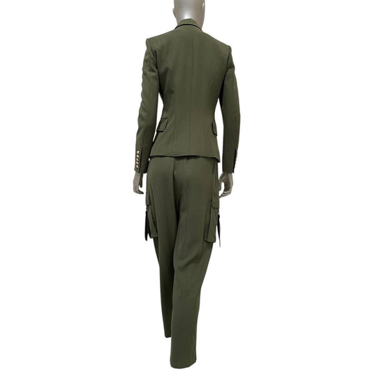 Balmain Green Twill Suit - EU 36 (S) Pre-owned