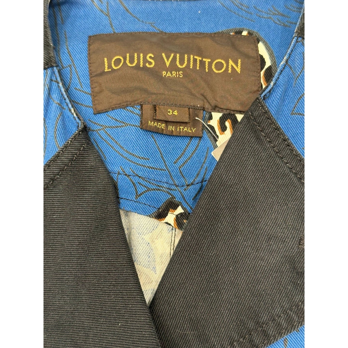 Louis Vuitton Blue Floral Leopard Denim Set Sz 34 Pre-owned