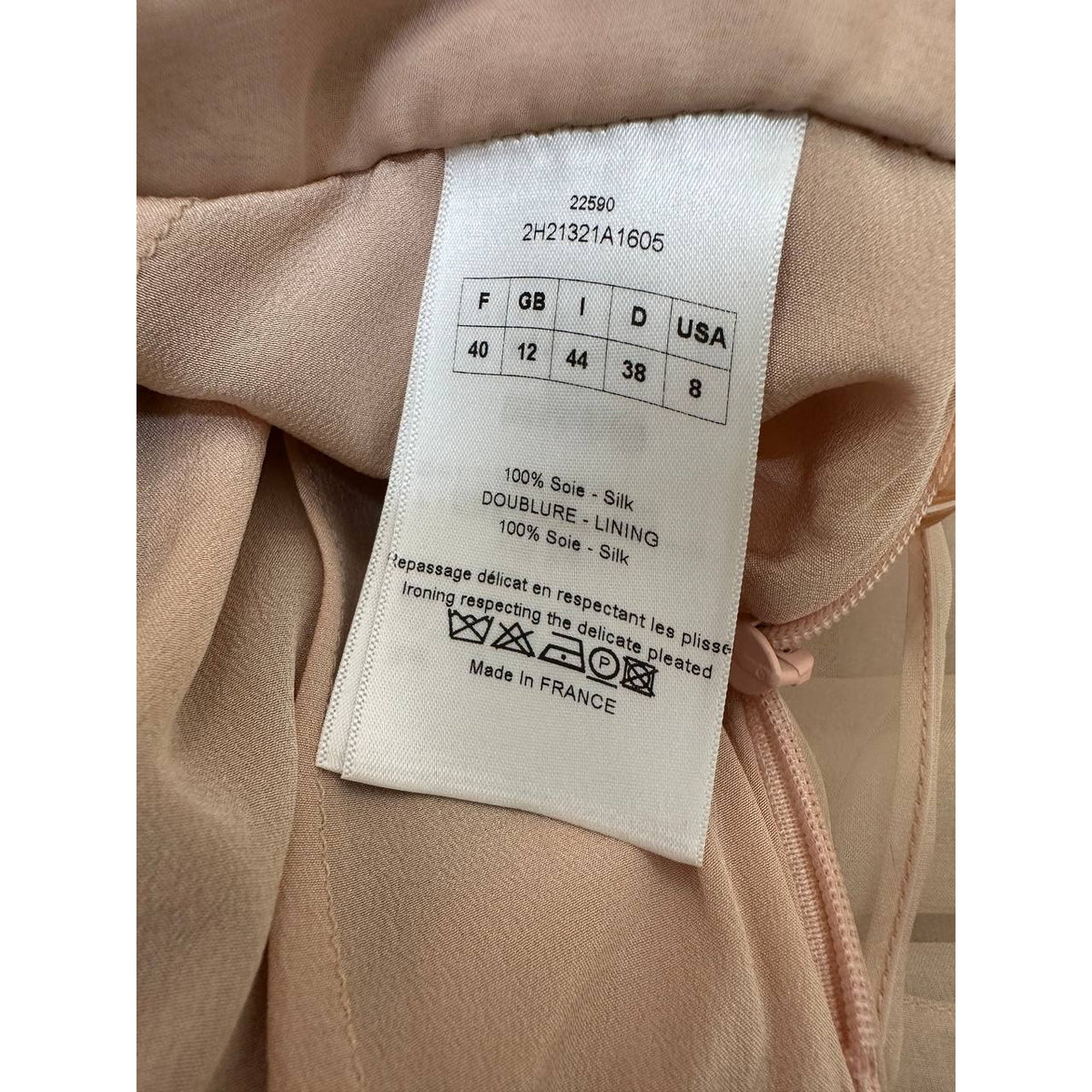 Christian Dior Blush Pink Pleated Silk Skirt Sz.40 Pre-owned