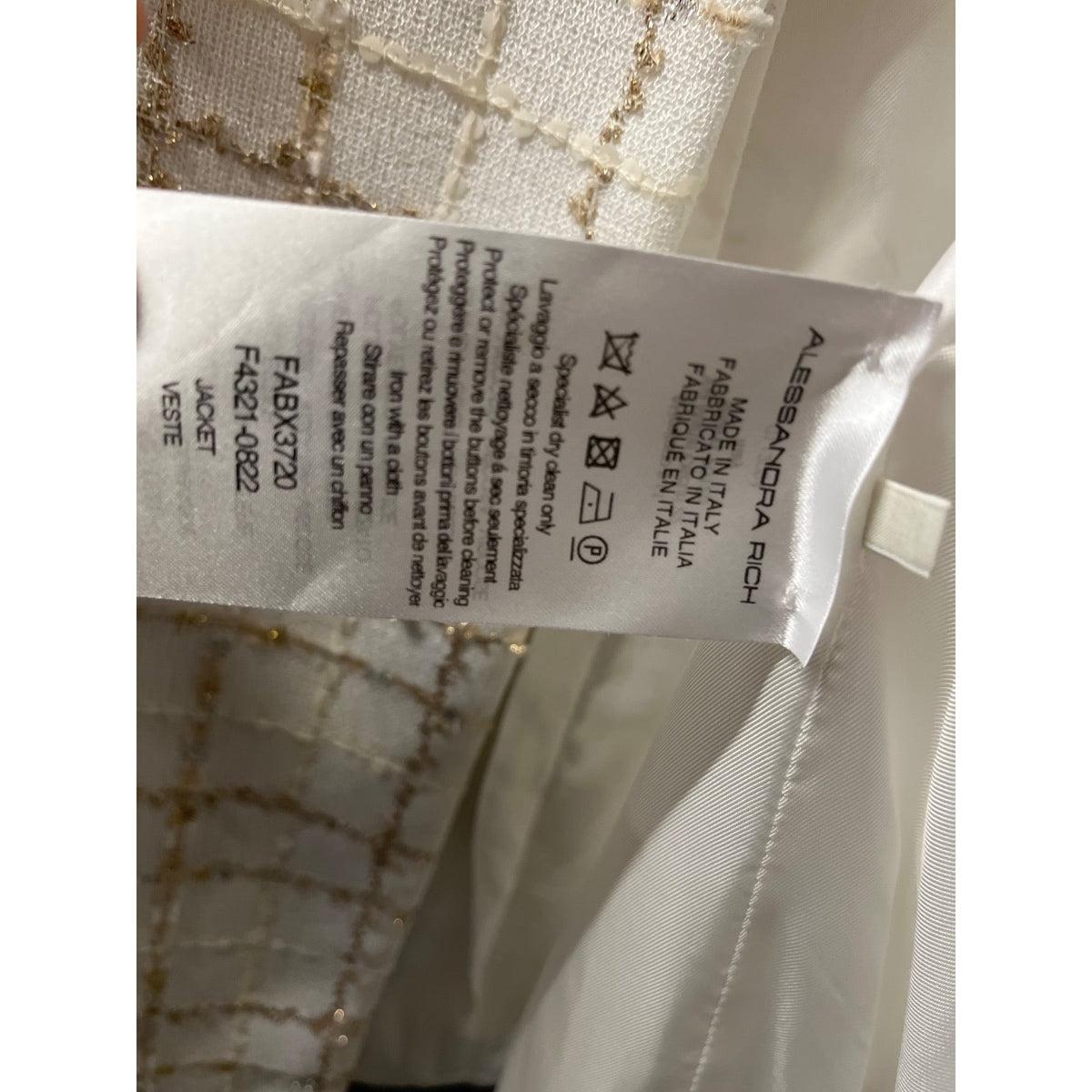 NWOT Alessandra Rich Sequin White Checked Blazer IT 42 (M) pre-owned