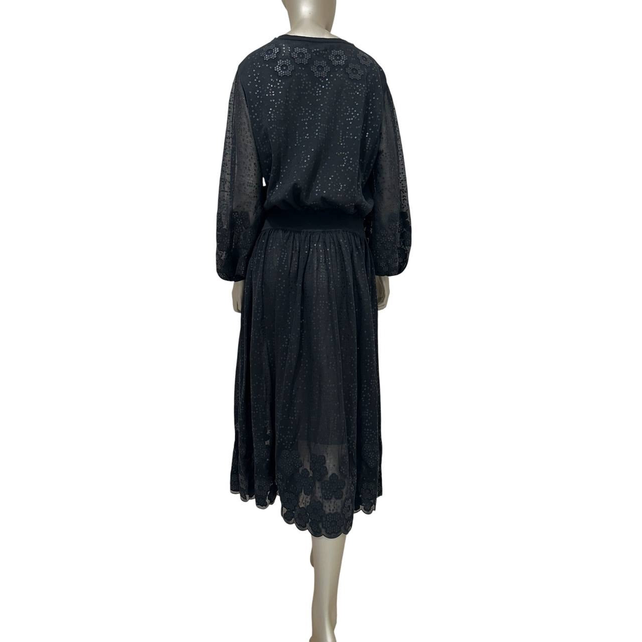 Chanel Fall 2018 Lace & Silk Blend Sheer Midi Dress Sz.46 Pre-owned