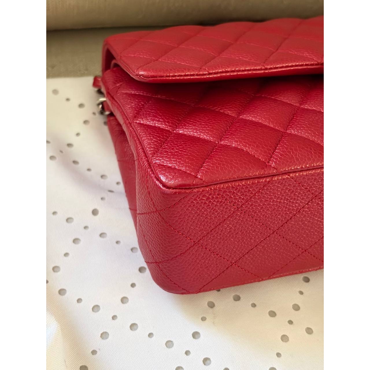 Chanel Timeless Medium 25 Red Grained Caviar Leather Flap Bag Pre-owned