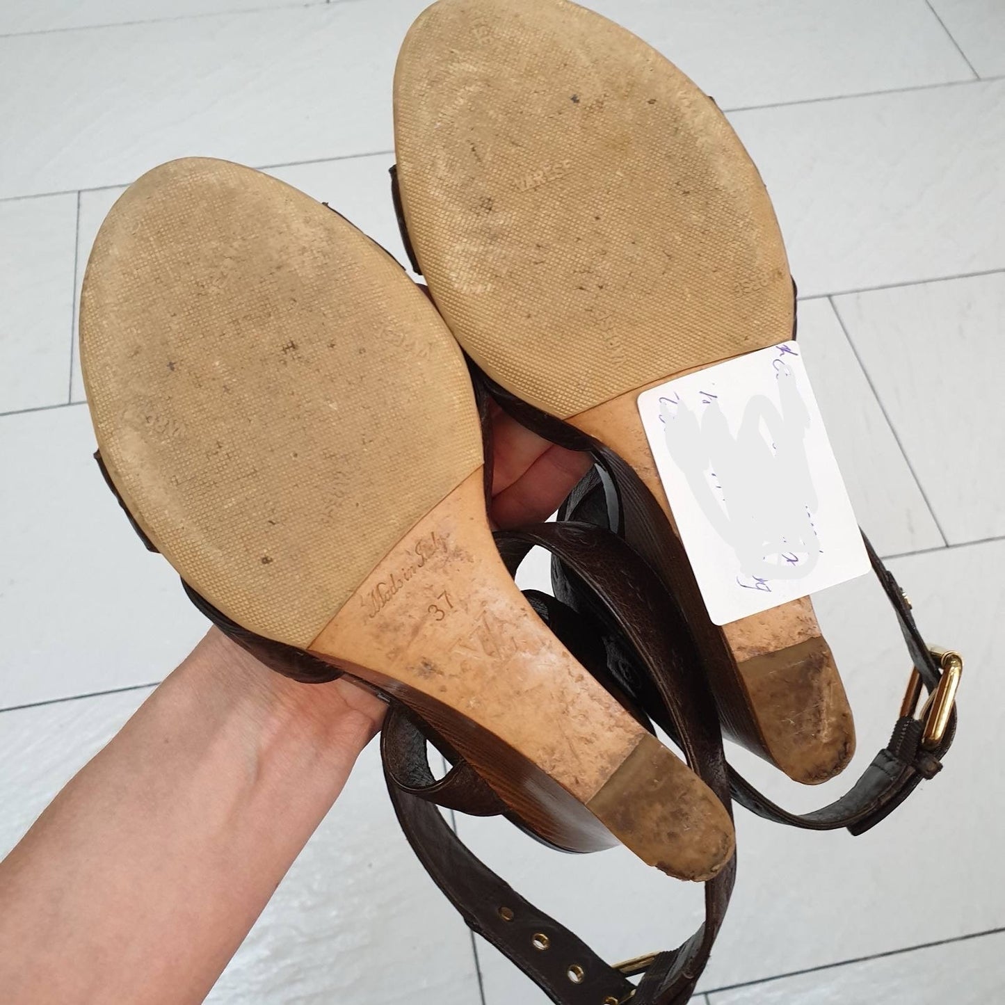 Louis Vuitton Brown Monogram Leather Kalahari Wedge Sandals Sz.37 Pre-owned