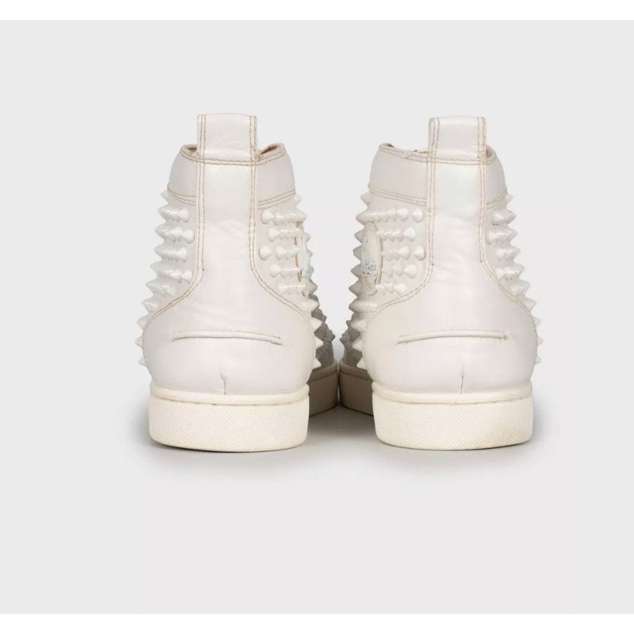 Christian Louboutin White Spiked Leather Sneakers EU 42 Pre-owned