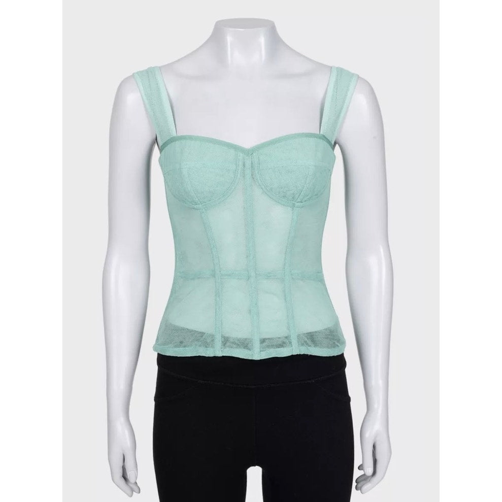 Dolce & Gabbana Green Mesh Corset Top - IT 42 / M Pre-owned