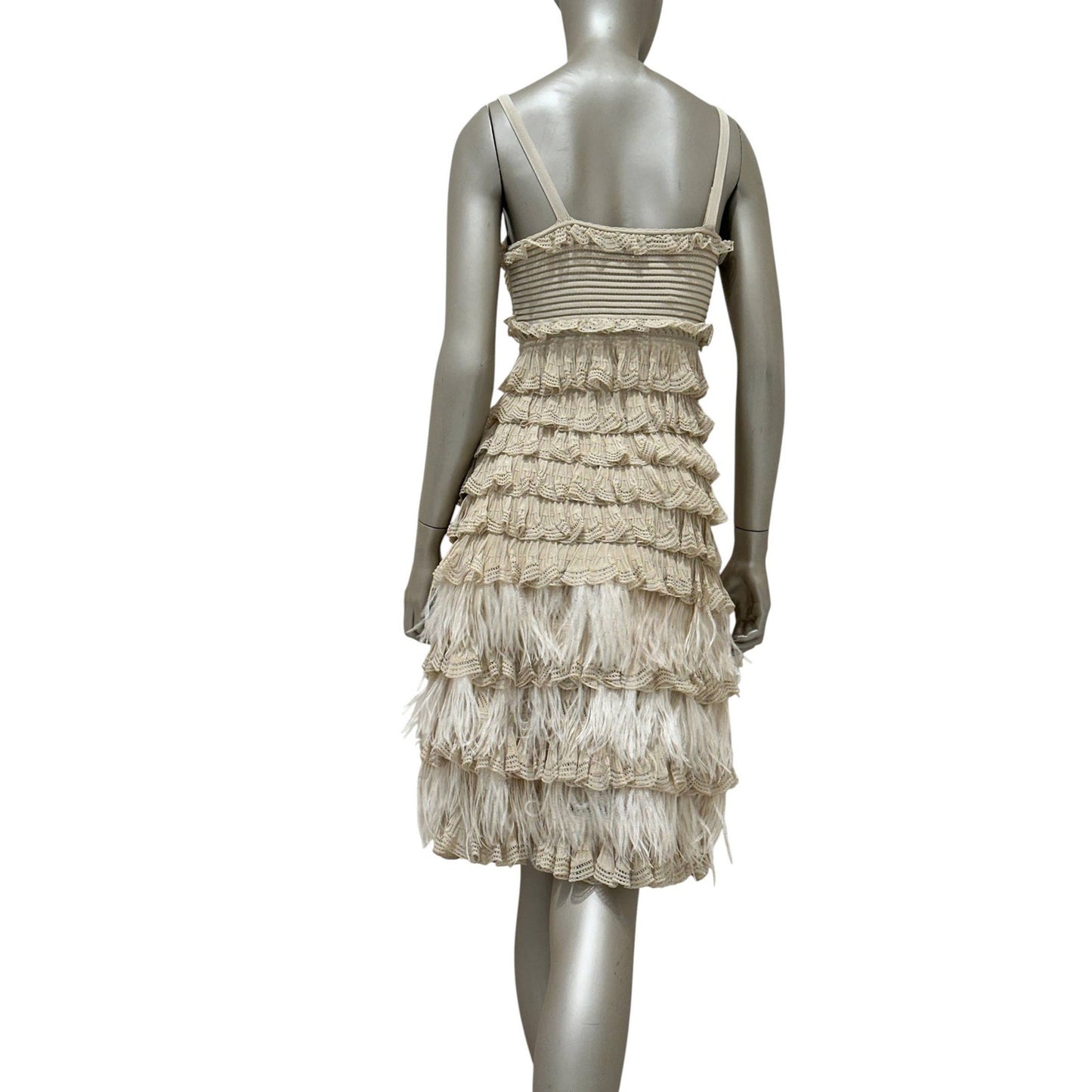 Christian Dior by Galliano Beige Knit Feather Dress Sz.38 Pre-owned
