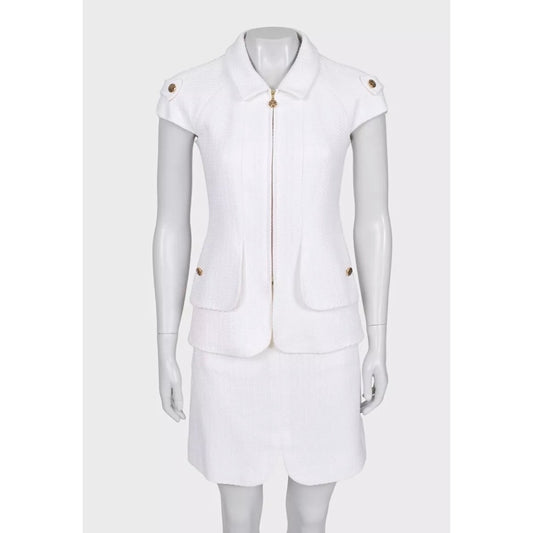 Chanel White Cotton Blend Skirt Suit - Size38/ M Pre-owned