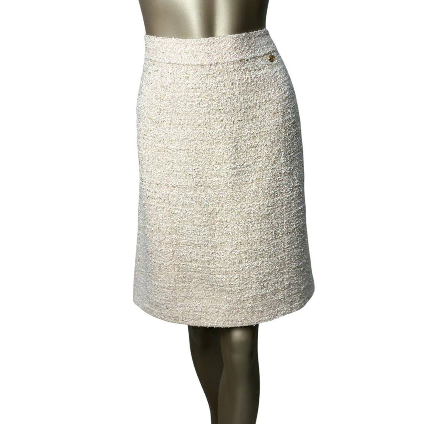 Chanel White Tweed  Skirt  Sz.44 Pre-owned