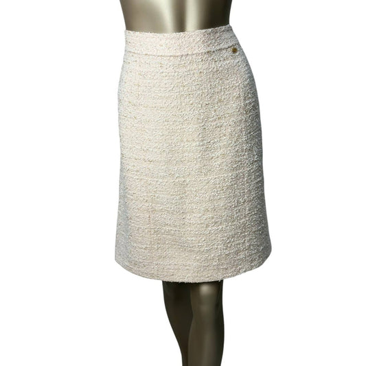 Chanel White Tweed  Skirt  Sz.44 Pre-owned