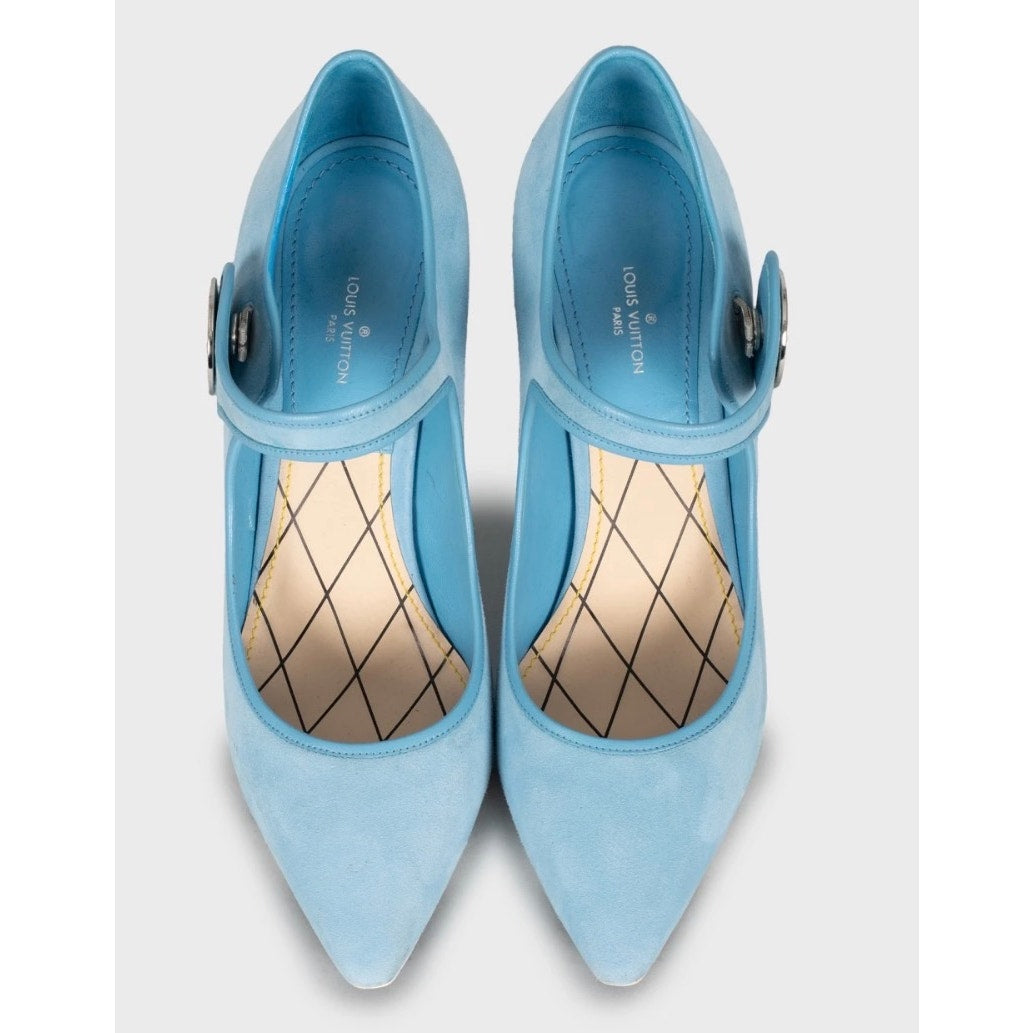 Louis Vuitton Cruise 2015 Blue Suede Royal Pumps 38.5 pre-owned