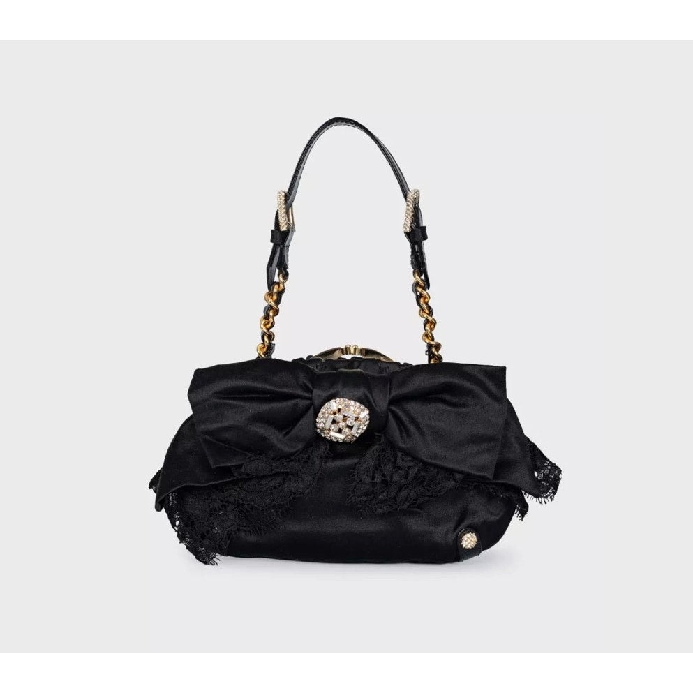 Dolce & Gabbana Black Textile Crystal Clutch Pre-owned