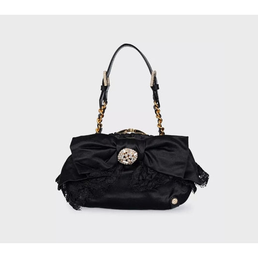 Dolce & Gabbana Black Textile Crystal Clutch Pre-owned
