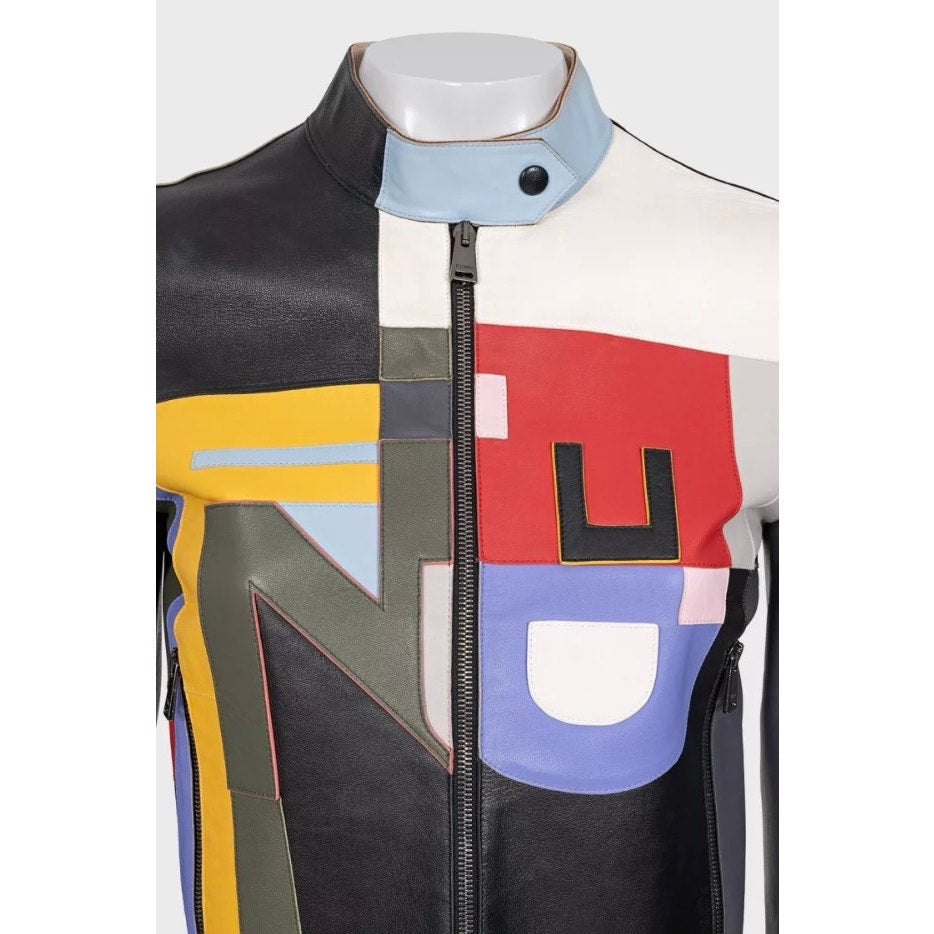 Fendi Multicolor Leather Cropped Jacket - Size 40 Pre-owned