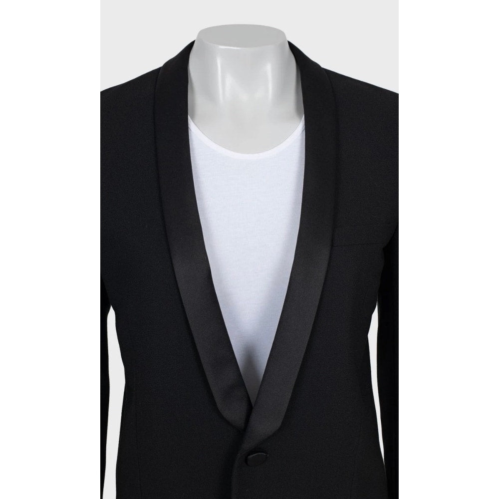 Saint Laurent Black Wool Satin Lapels Jacket Sz.40 pre-owned