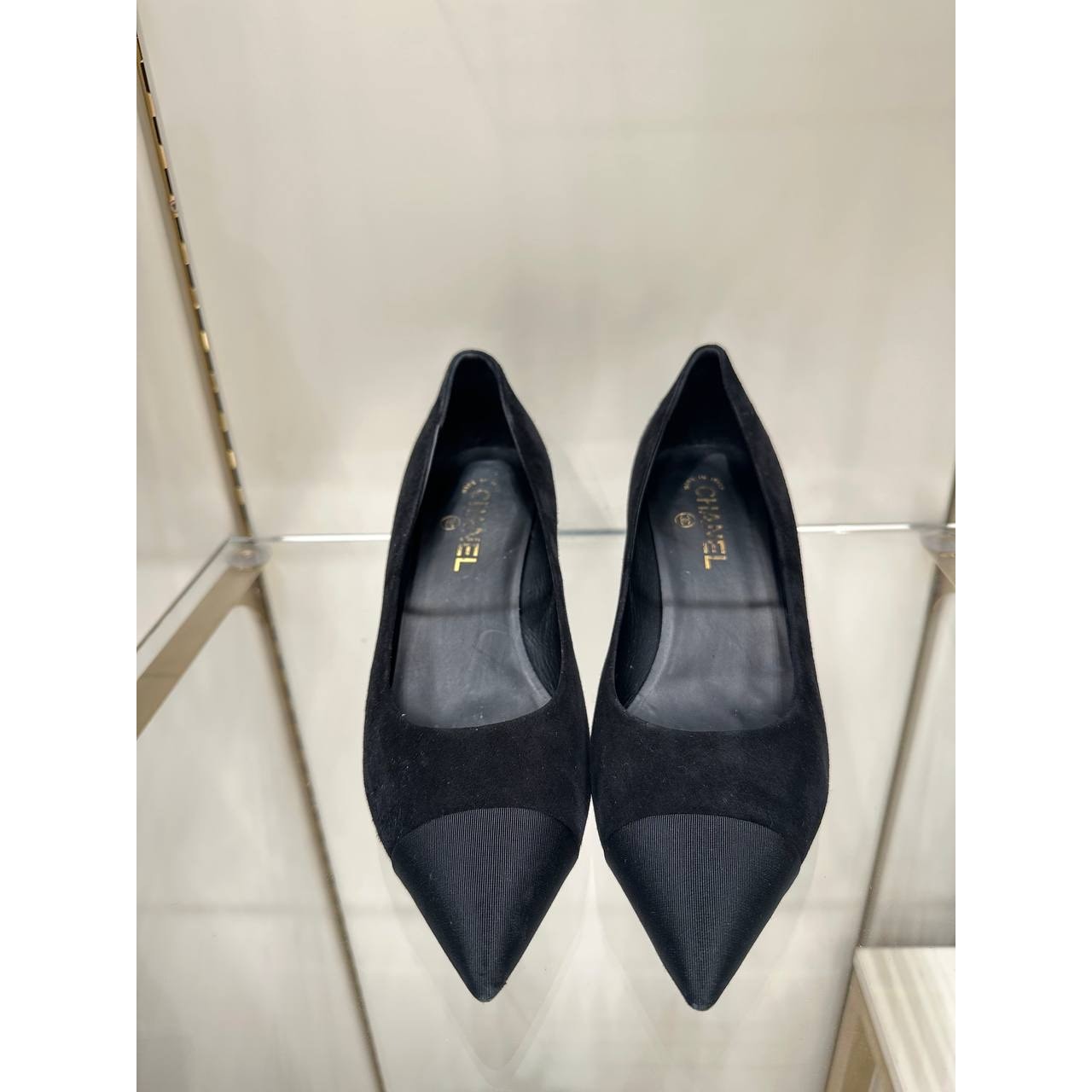 Chanel Black Suede Textile Pointed Toe Pumps 41 Pre-owned