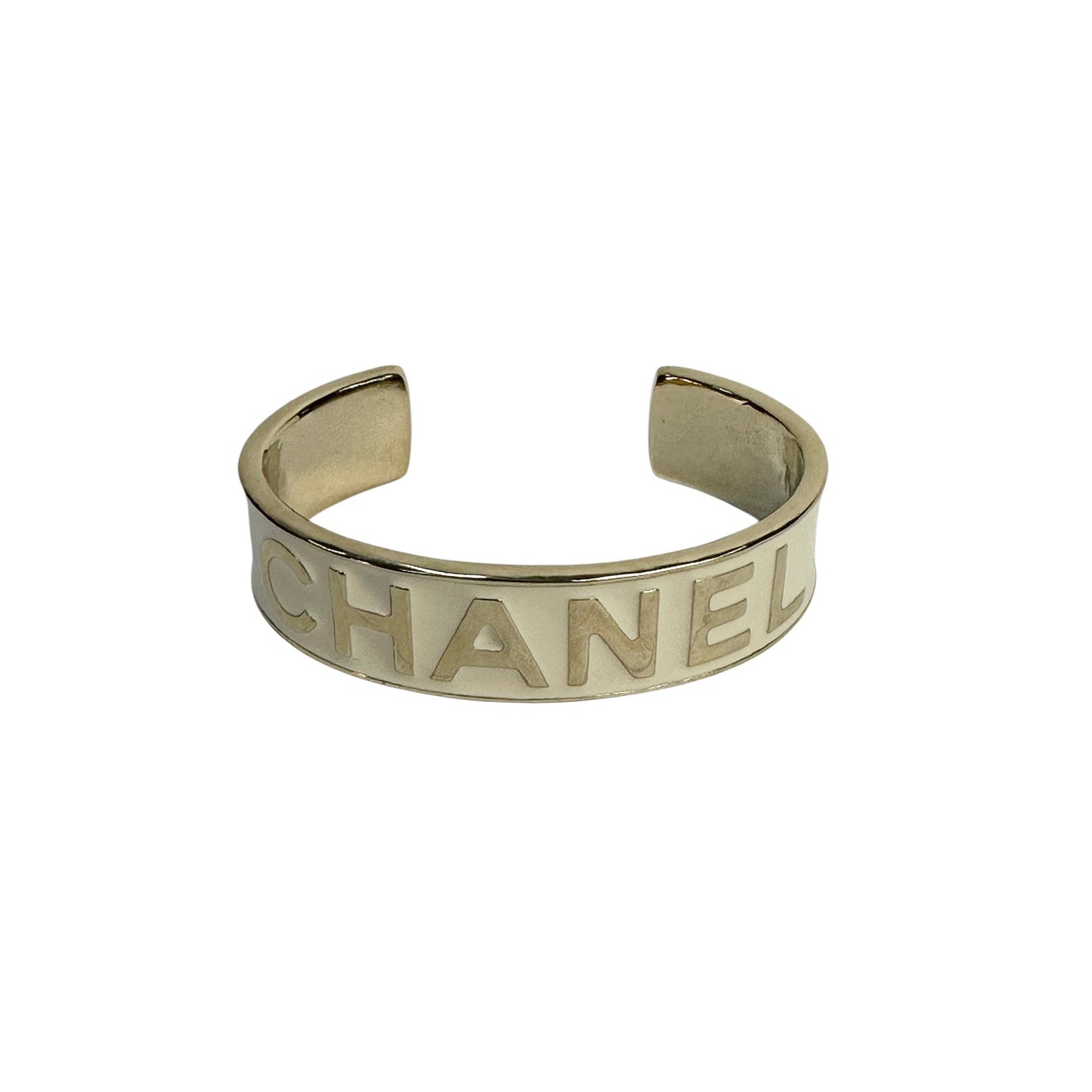 Chanel 22S Logo Enamel Gold Tone Cuff Bracelet S Pre-owned