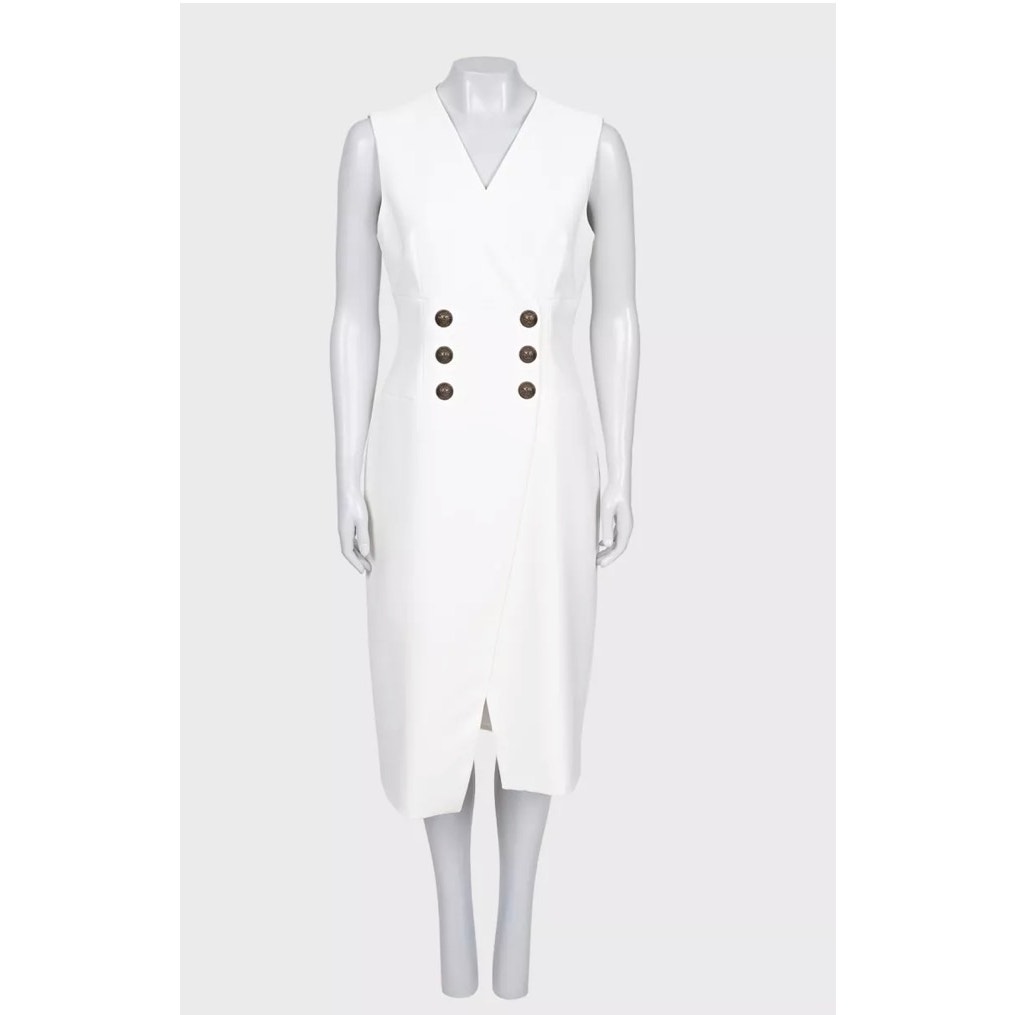 Balmain White Fitted Dress - FR 42 / XL Pre-owned