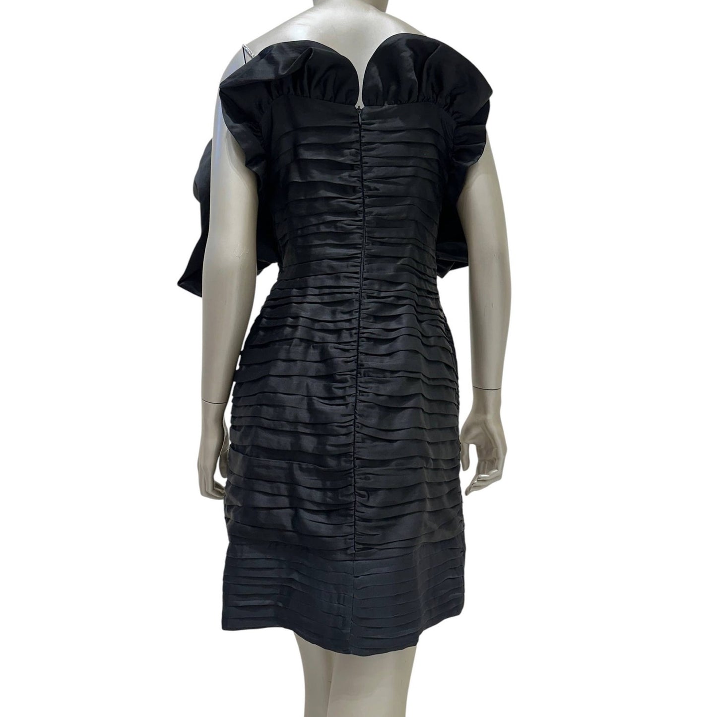 Magda Butrym Black Ruffled One-Shoulder Mini Dress Sz.38 Pre-owned