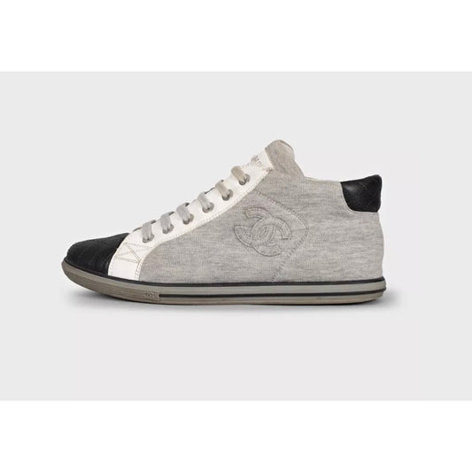 Chanel Grey Textile Leather Toe Sneakers  EU 37 Pre-owned
