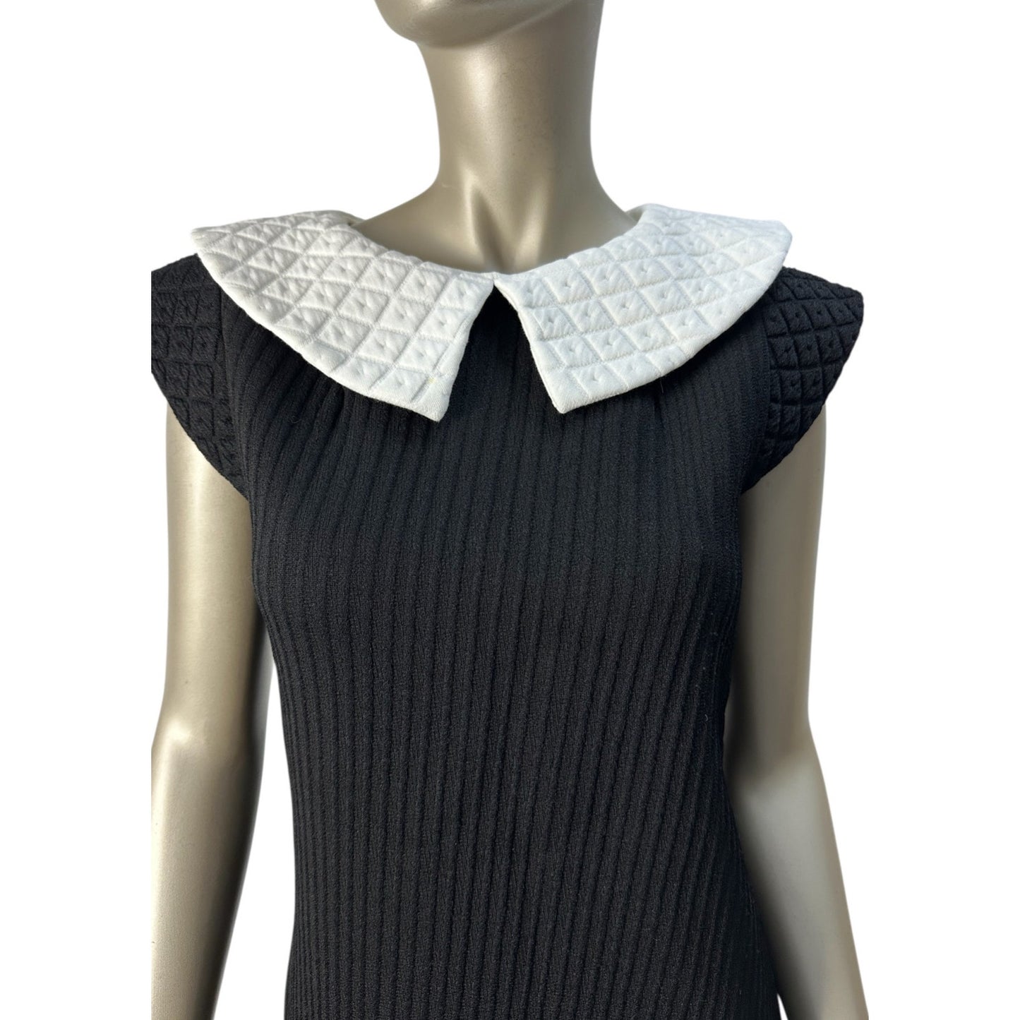 Chanel Black Mini Dress with White Collar - Size 38 Pre-owned