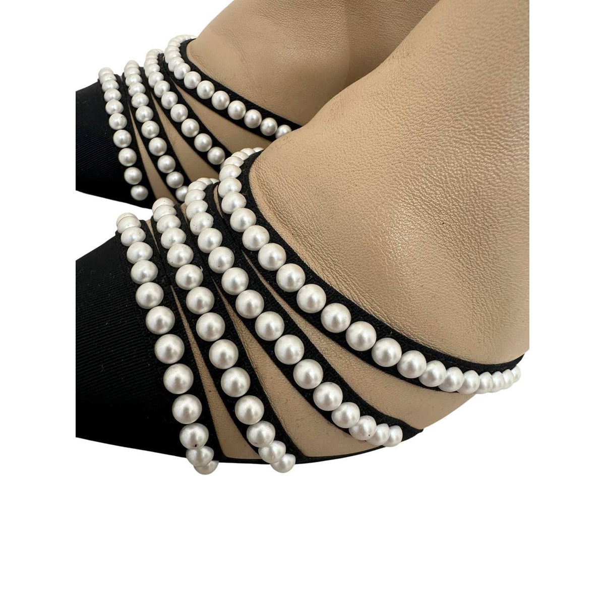 Chanel CC Cap Toe Pearl Embellished Ankle Boots Sz.38.5 Pre-owned