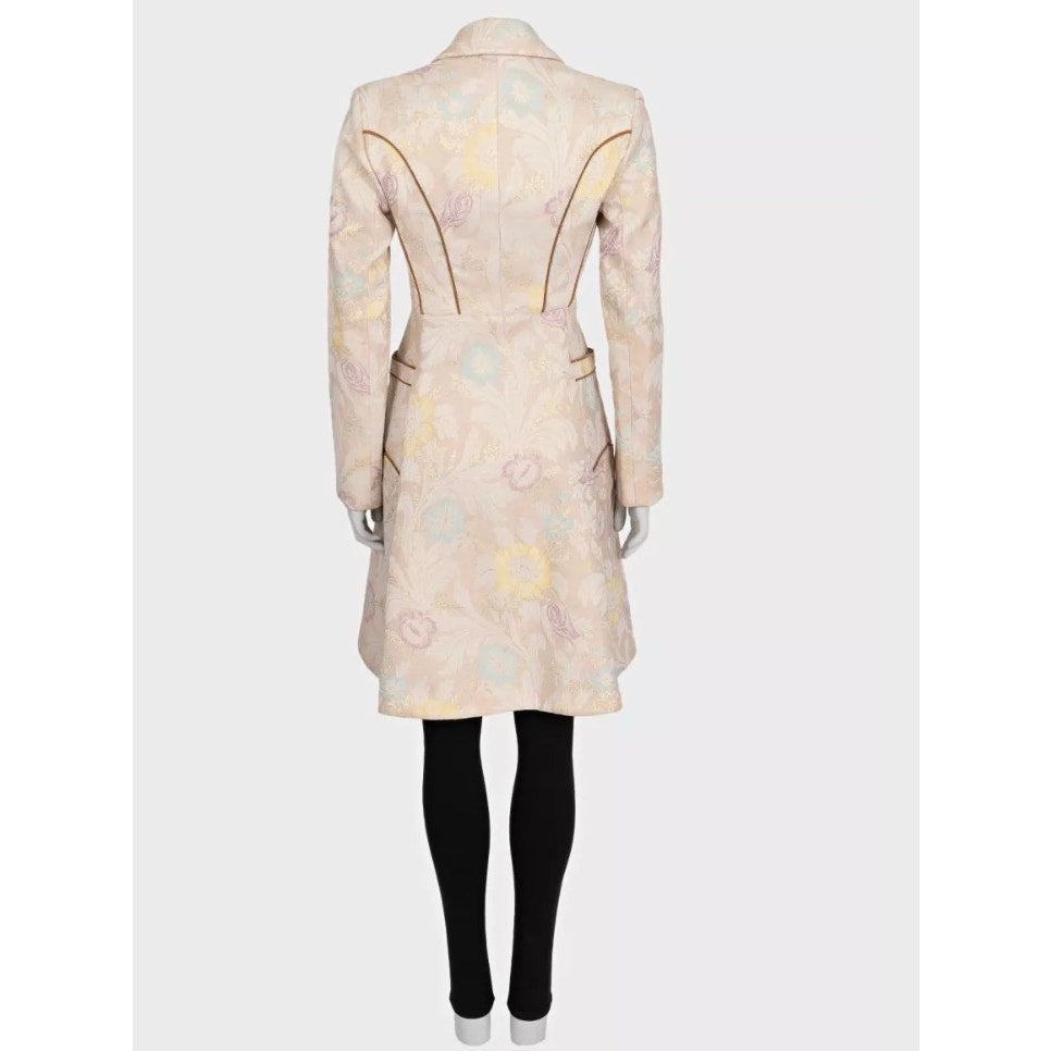 Just Cavalli Beige Floral Print Fitted Coat Sz.42/M Pre-owned