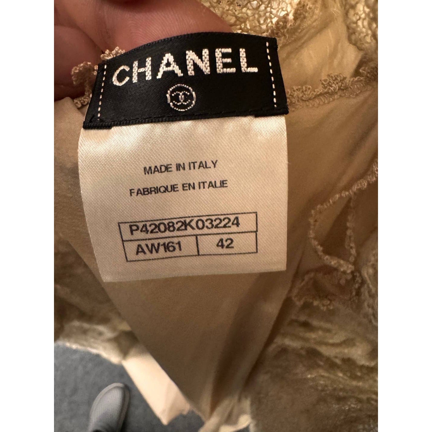 Chanel Grey-Beige Knitted Dress - Size FR42 / XL Pre-owned