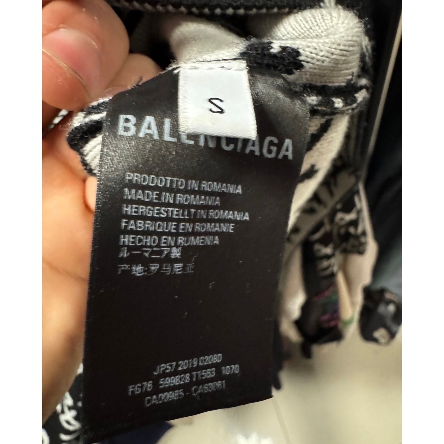 Balenciaga Black Oversize Logo Print Wool Sweater sz.S pre-owned