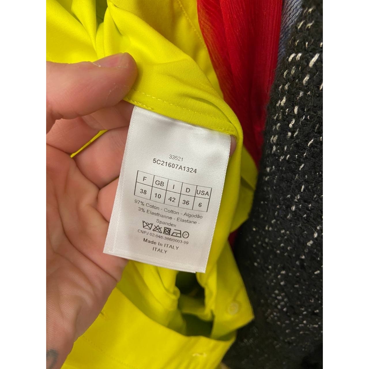 Christian Dior Yellow Cotton Blend Fitted Shirt Dress IT 42/M Pre-owned