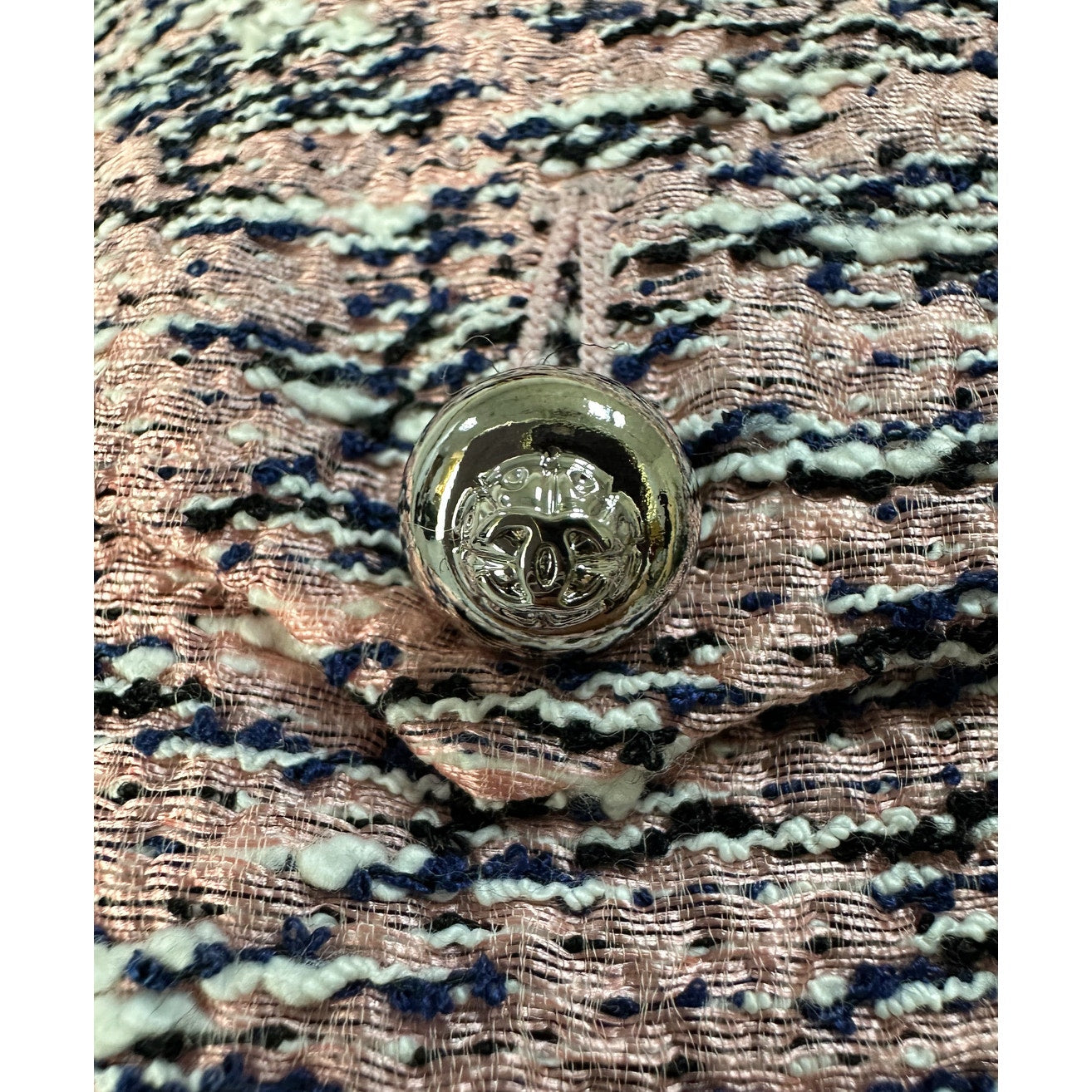 Chanel Pink Silk Tweed Zip Front Jacket - Size 38 Pre-owned