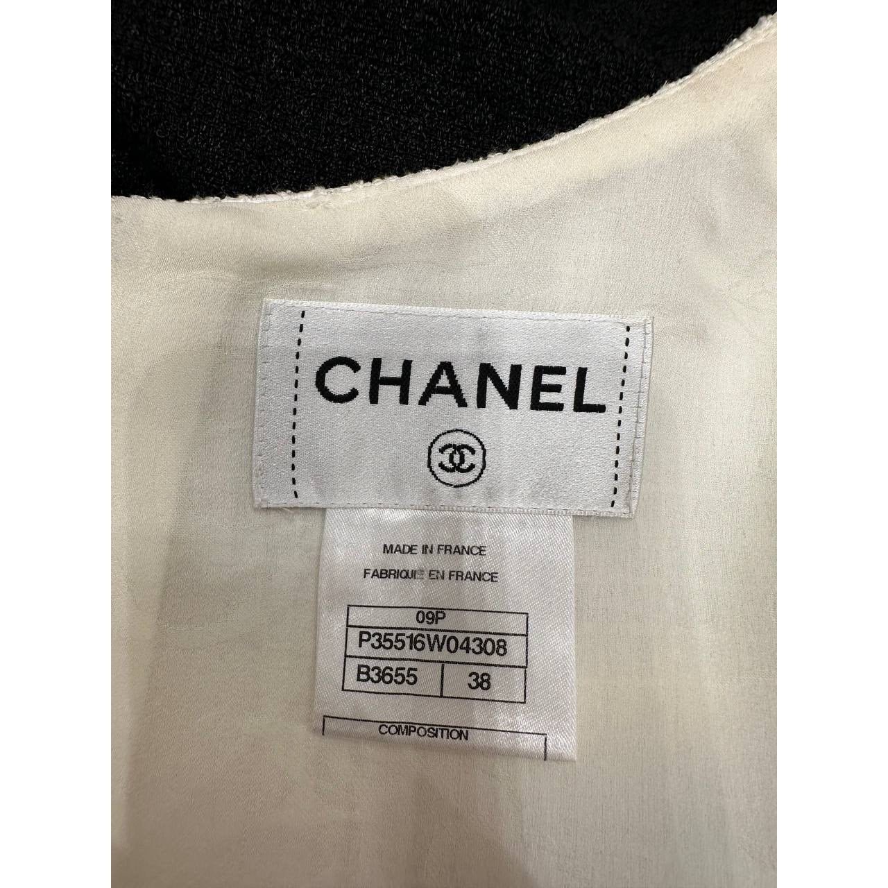 CHANEL S/S 2009 Black & White Tweed Bow Dress sz.38 Pre-owned