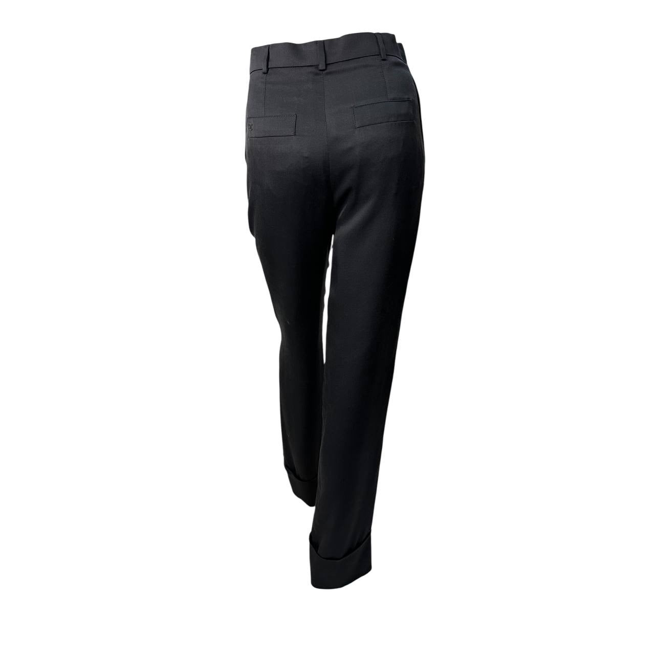 CHANEL Black Silk Straight Leg Pants  Size 34 Pre-owned