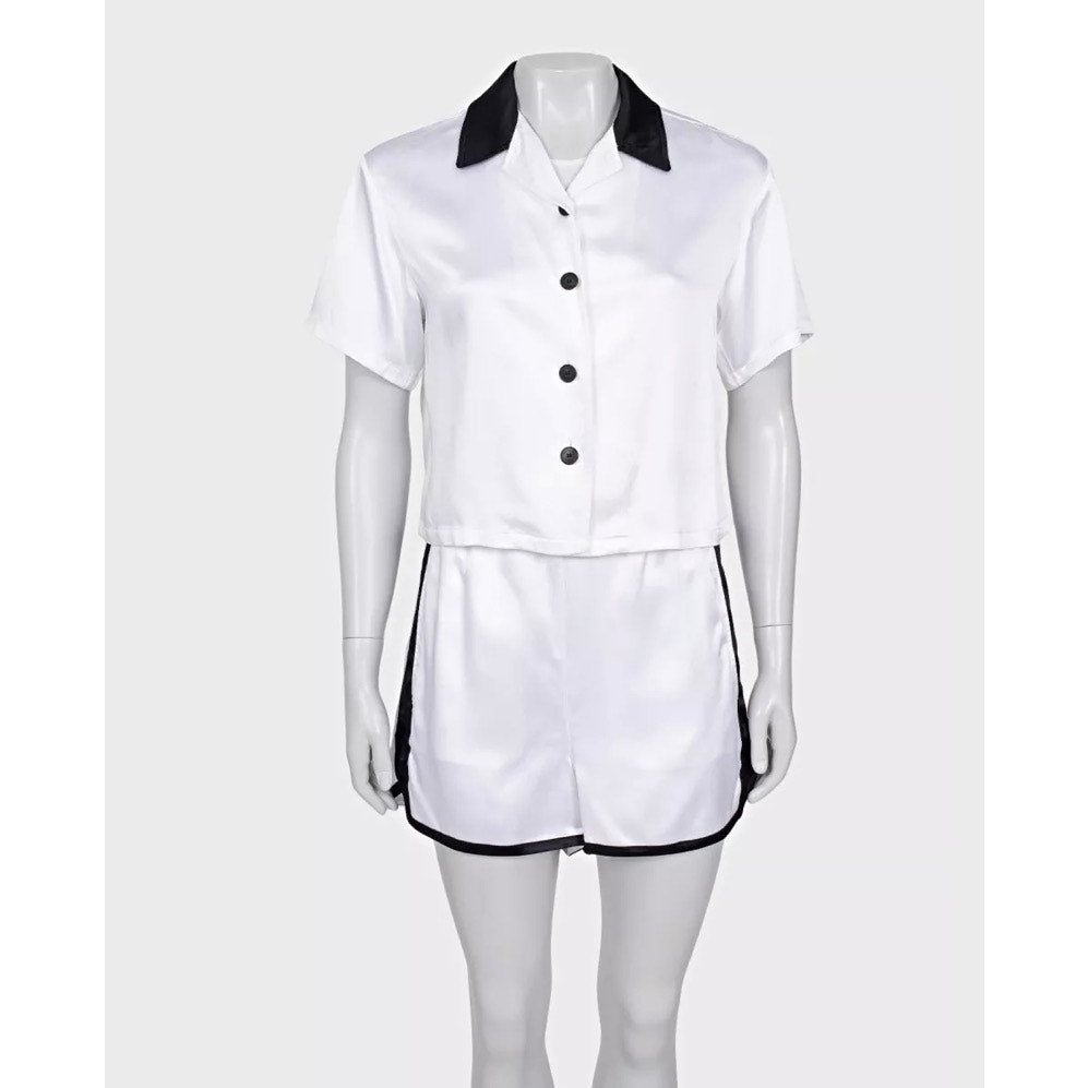 Christian Dior White Viscose Black Trim Suit - Size XS  Pre-owned