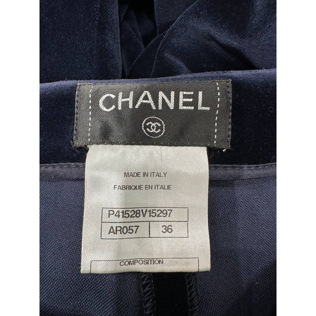 Chanel Vintage Navy Velvet Pants Sz.36 Pre-owned