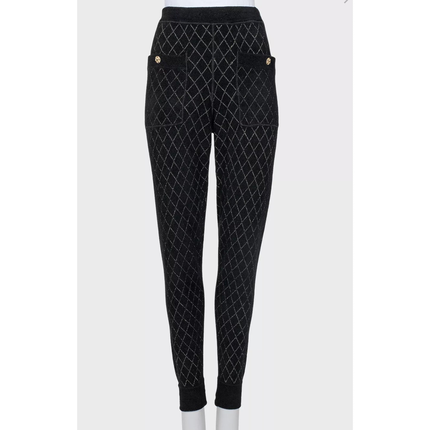 Chanel Black Viscose Jumper Pants Set Suit - Sz. 38 Pre-owned