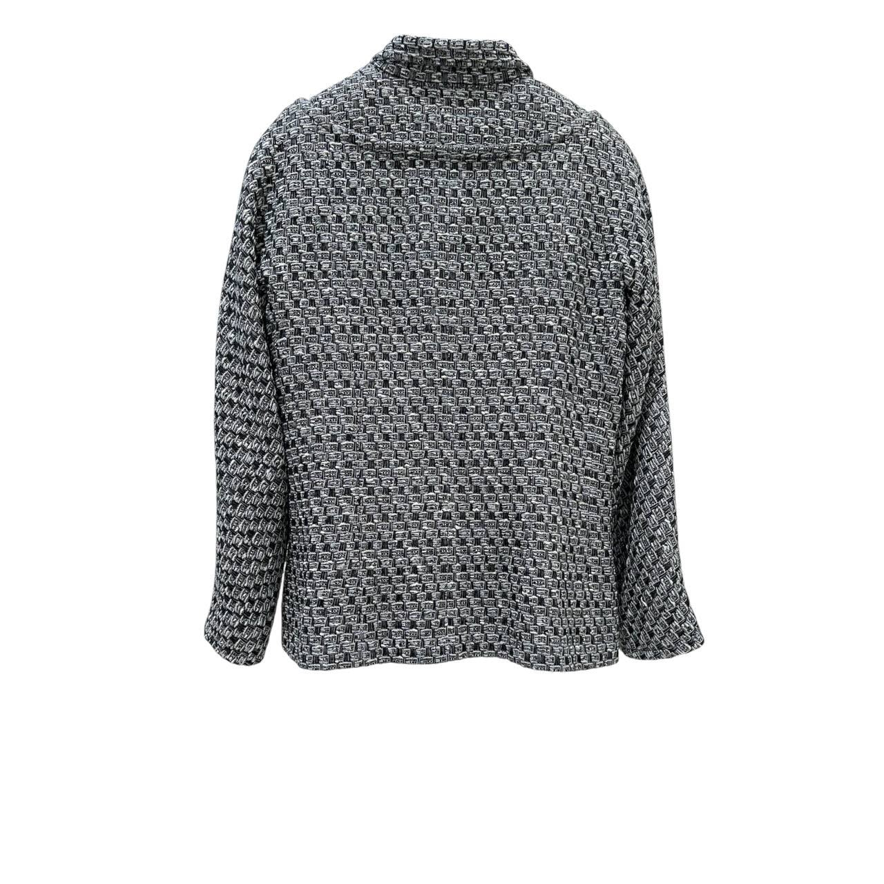 Chanel 2013 Black White Silver Lurex Tweed Jacket - Size S Pre-owned