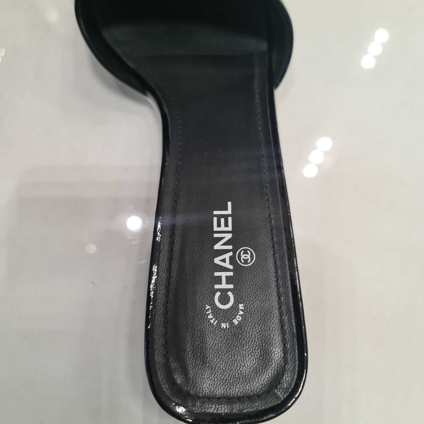 Chanel Black Patent Leather Heeled Mules - Size 41 Pre-owned