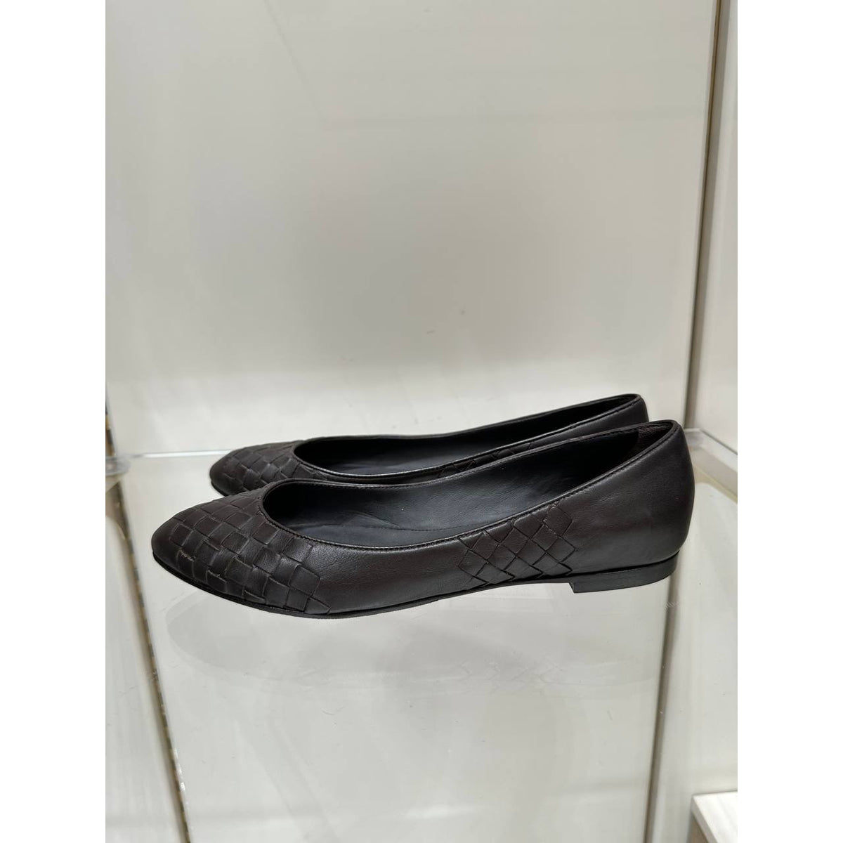 Bottega Veneta Dark Brown Leather Intrecciato Ballet Flats Sz.36 Pre-owned