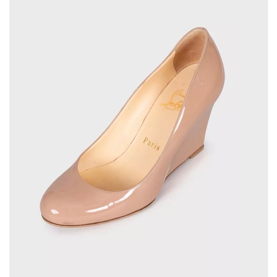 Christian Louboutin Beige Leather Wedge Pumps EU 36 Pre-owned