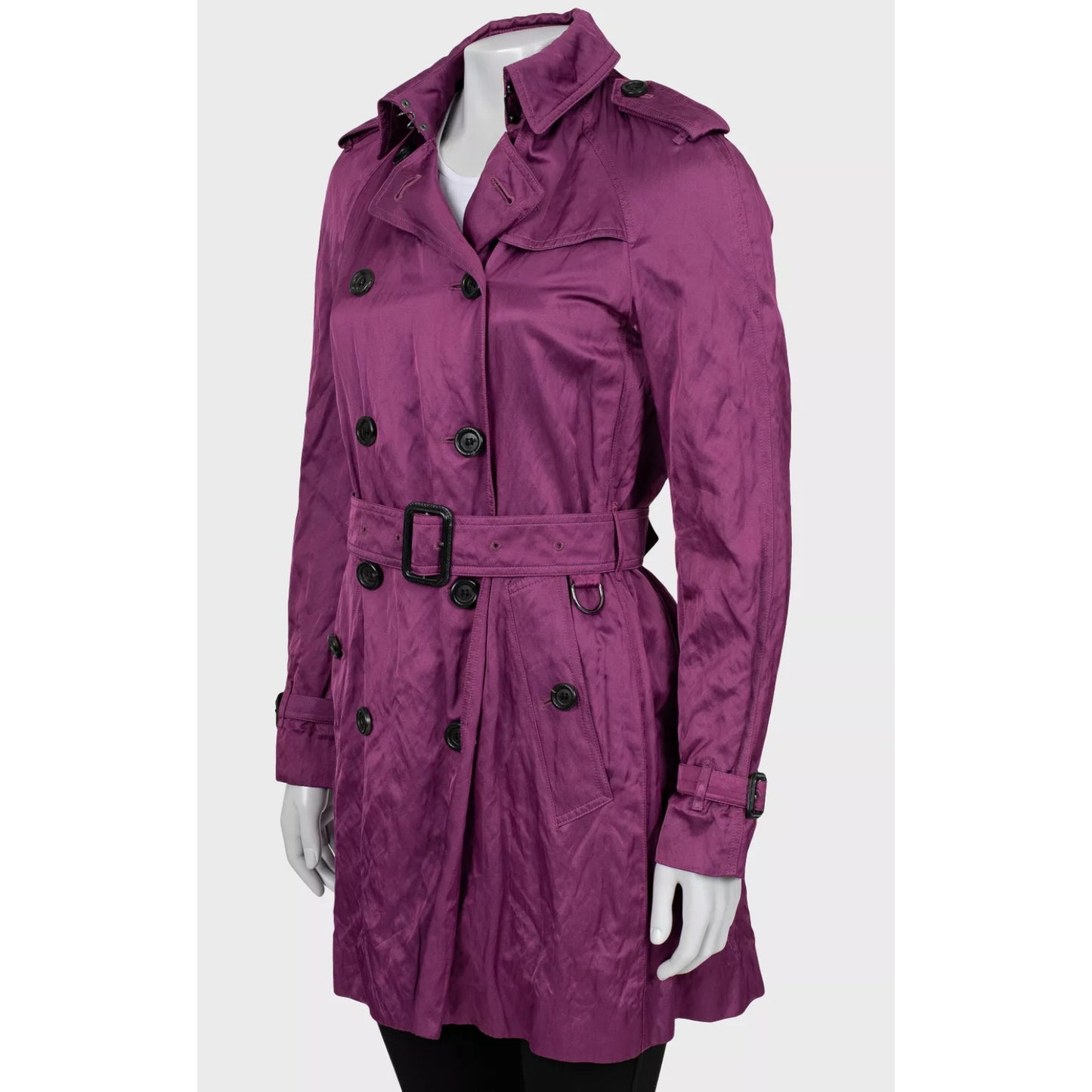 Burberry Purple Double-Breasted Trench Coat - Size 42/M Pre-owned