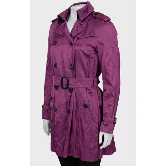 Burberry Purple Double-Breasted Trench Coat - Size 42/M Pre-owned