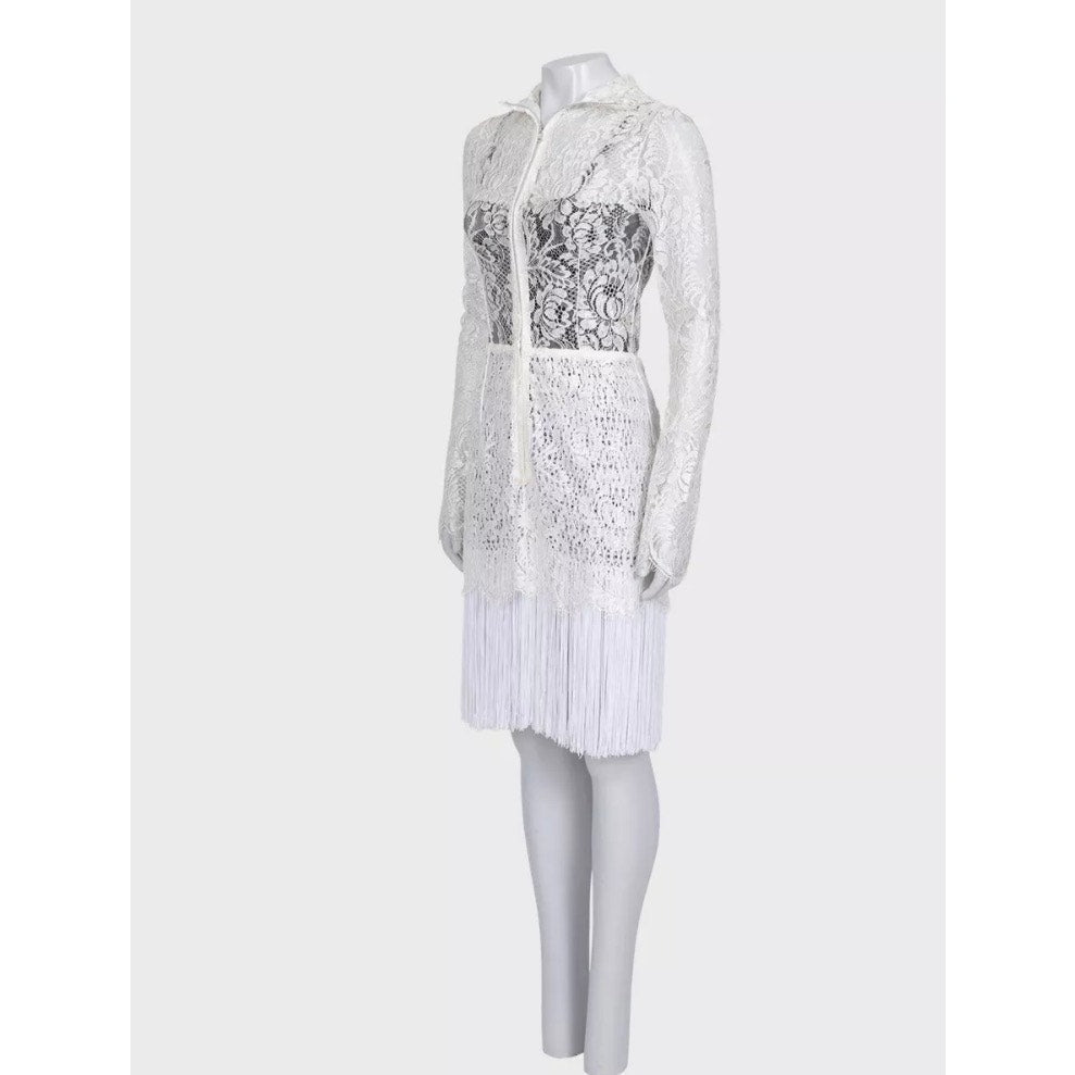 NWOT Dolce & Gabbana White Lace High Collar Dress IT40 S Pre-owned