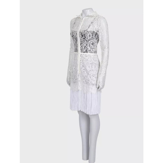 NWOT Dolce & Gabbana White Lace High Collar Dress IT40 S Pre-owned